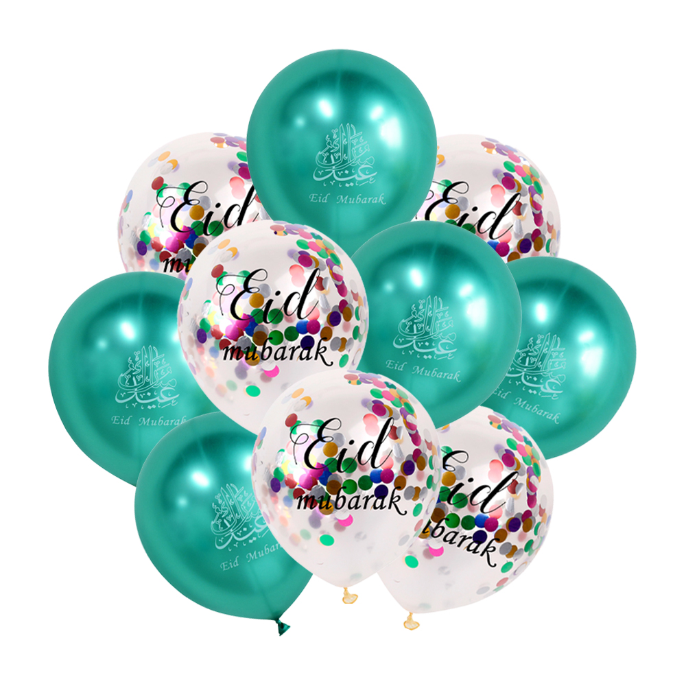 Eid Mubarak Chrome and Confetti Balloons Set