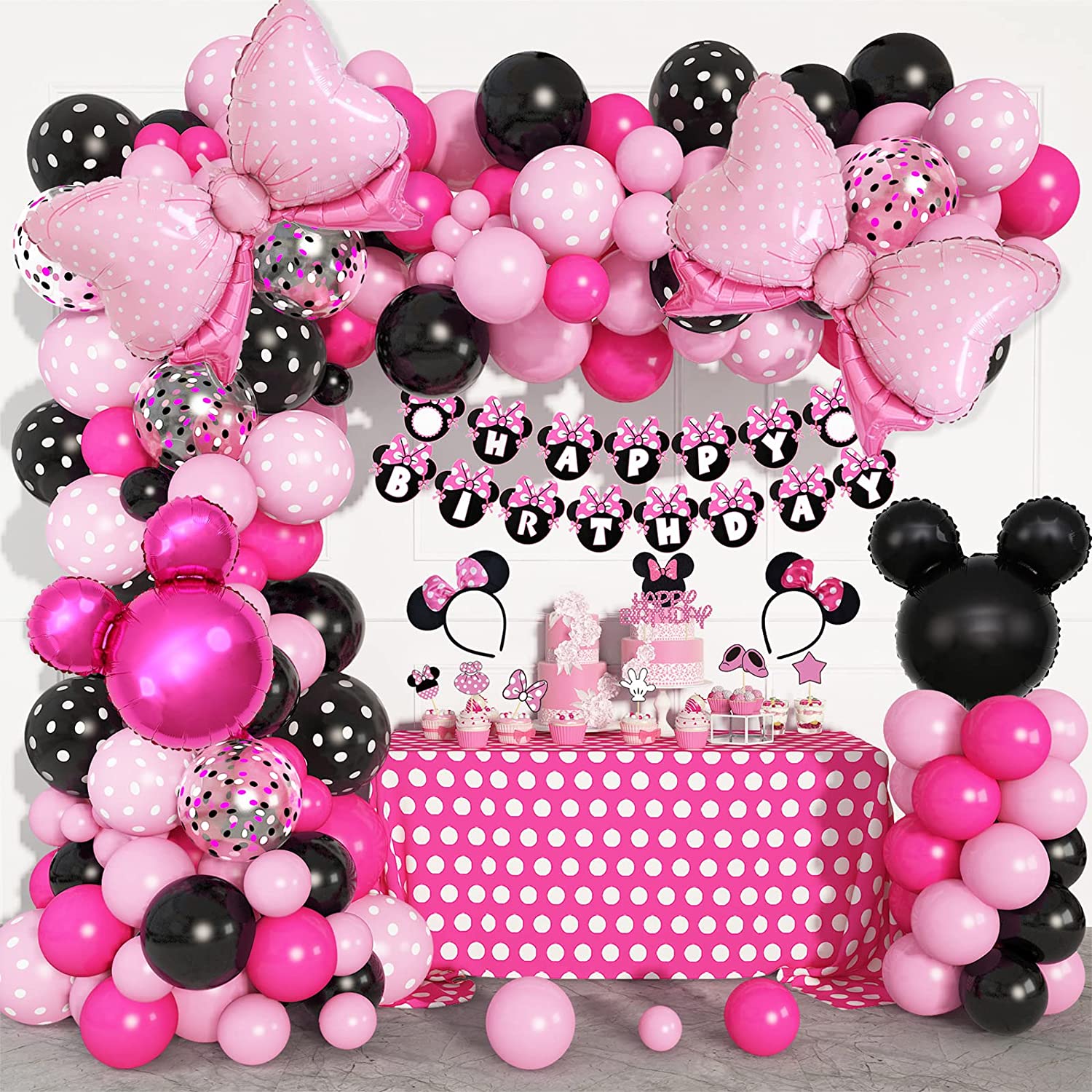 Pink polka dot Balloon arch kit 126pcs